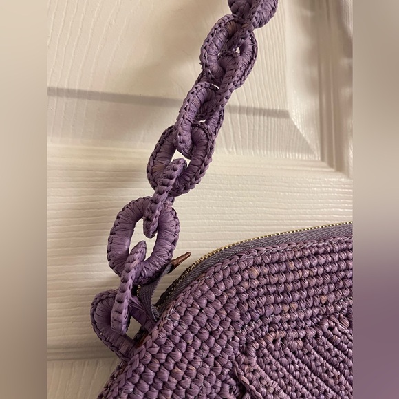 Sezane Isabelle Raffia Bag. Lilac. Excellent condition. Comes with bag. - Picture 7 of 8